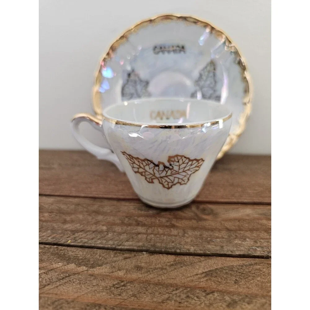 Vintage Mounted Royal Police Iridescent Demitasse Cup And Saucer